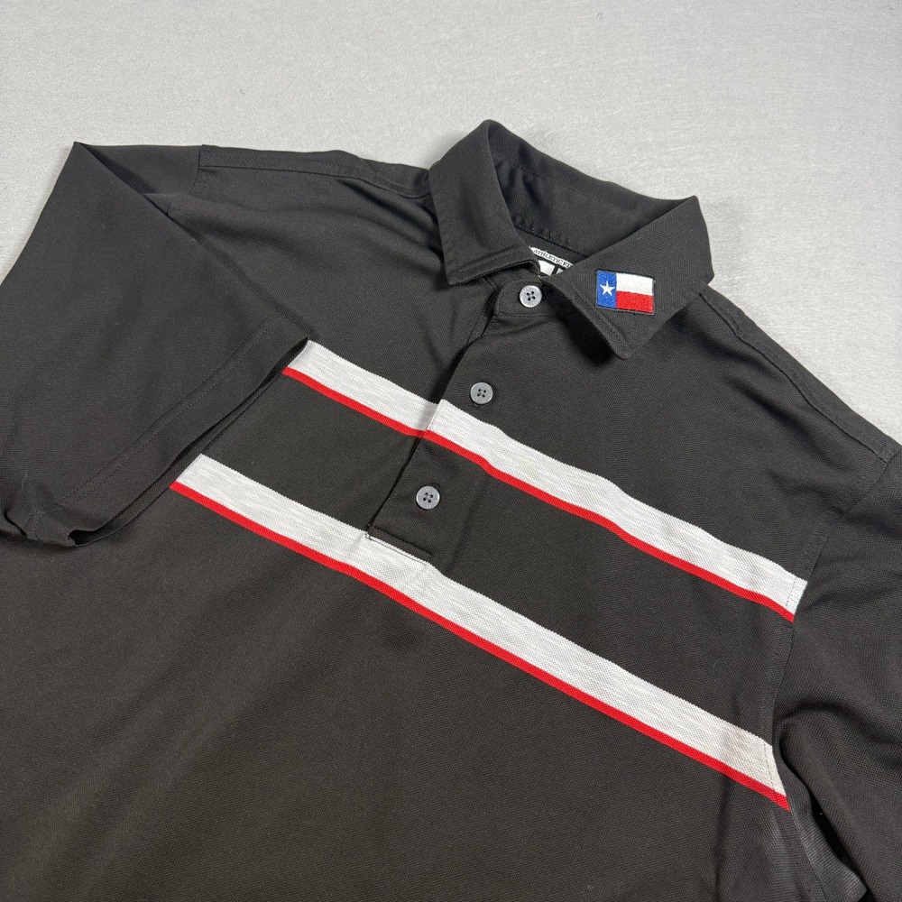 FootJoy FJ Mens Golf Polo Shirt‎ Medium Black Athletic Fit Texas Flag Riverbend